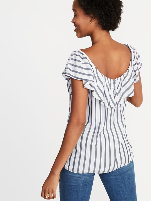 Image number 2 showing, Sleeveless Ruffle-Trim Striped Top for Women