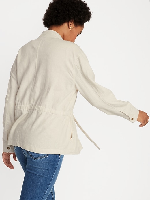 Image number 2 showing, Linen-Blend Utility Jacket for Women