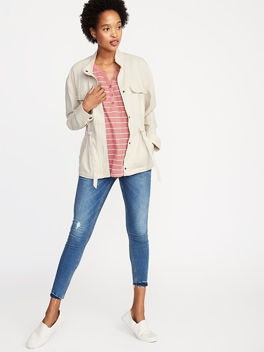 Image number 3 showing, Linen-Blend Utility Jacket for Women
