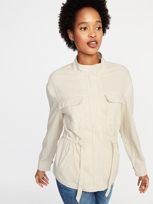 Image number 4 showing, Linen-Blend Utility Jacket for Women