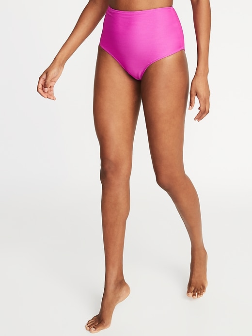 View large product image 1 of 3. High-Waisted Textured Swim Bottoms for Women
