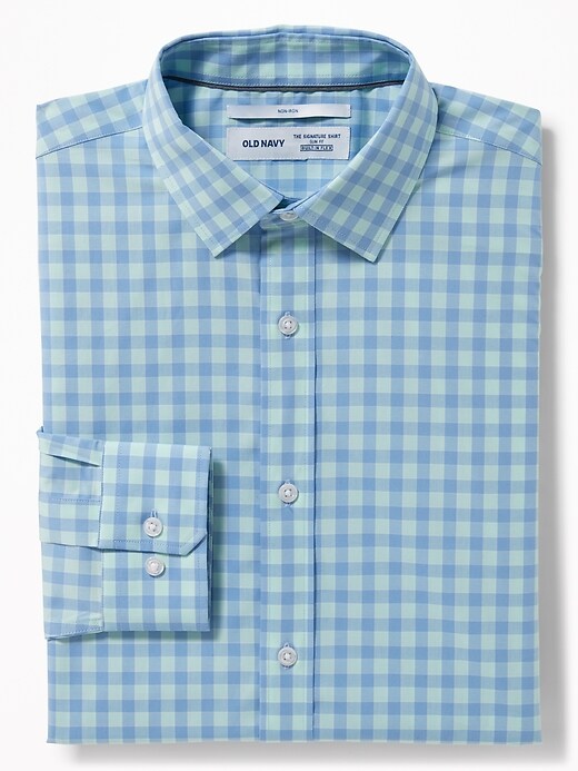 View large product image 1 of 3. Slim-Fit Built-In Flex Signature Non-Iron Dress Shirt for Men
