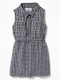 View large product image 3 of 3. Sleeveless Gingham Shirt Dress for Toddler Girls
