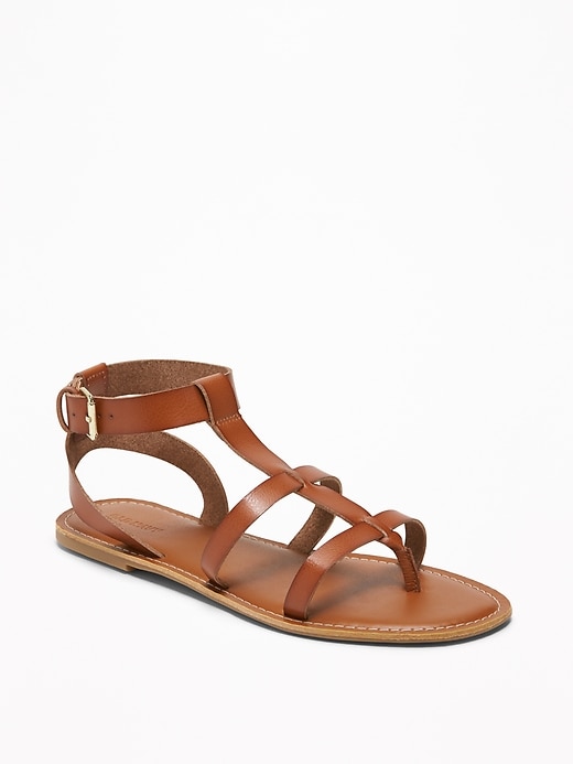Image number 1 showing, Faux-Leather Gladiator Sandals for Women