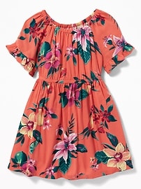 View large product image 3 of 3. Floral Ruffle-Trim Crepe Dress for Toddler Girls