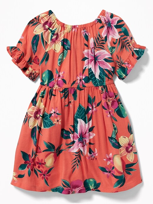View large product image 2 of 3. Floral Ruffle-Trim Crepe Dress for Toddler Girls