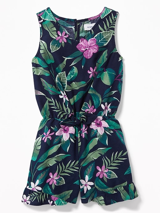 View large product image 1 of 1. Printed Tie-Waist Romper for Girls