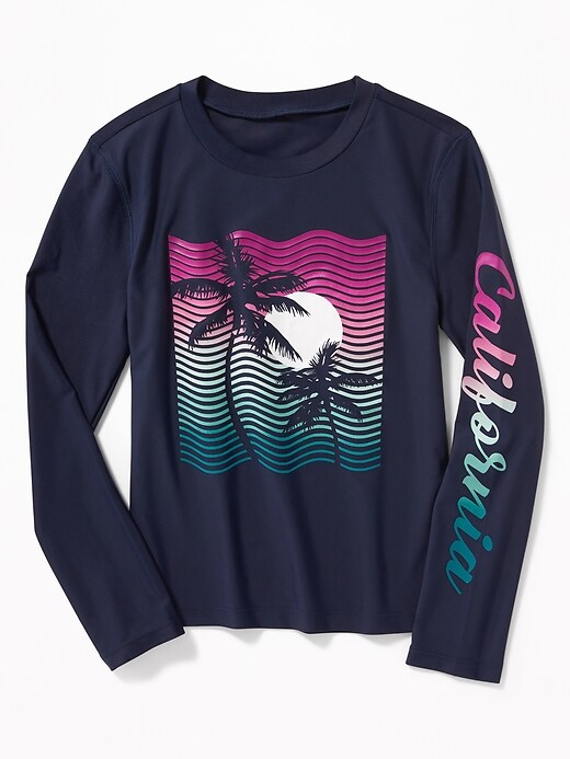 View large product image 1 of 2. Graphic Long-Sleeve Rashguard for Girls