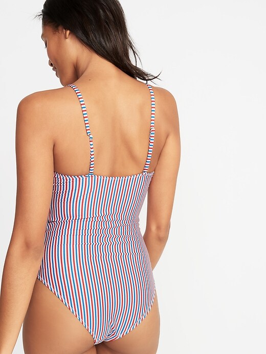 Image number 2 showing, Textured Scoop-Neck Swimsuit for Women