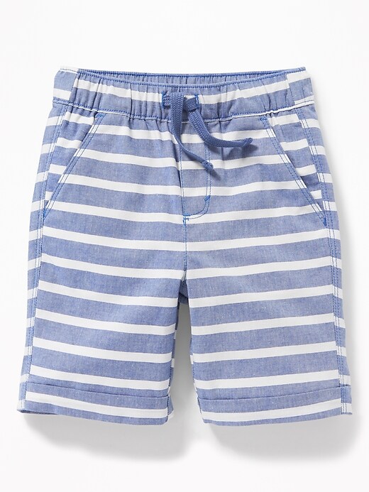 View large product image 1 of 2. Functional Drawstring Built-In Flex Pull-On Madras Shorts for Toddler Boys
