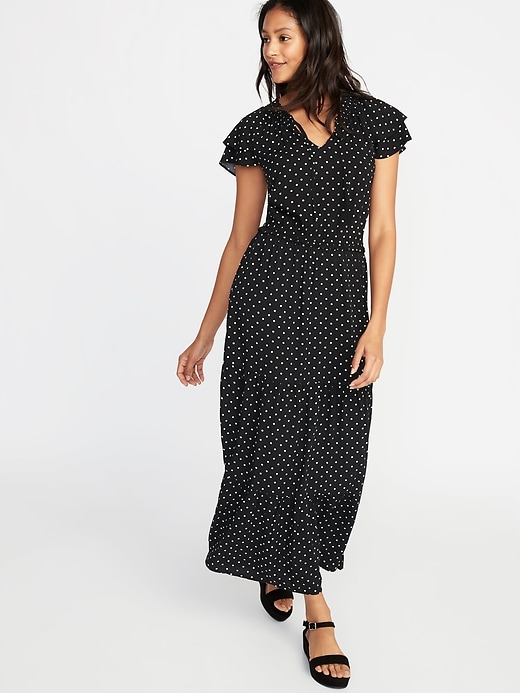 Image number 1 showing, Waist-Defined Ruffle-Sleeve Maxi for Women