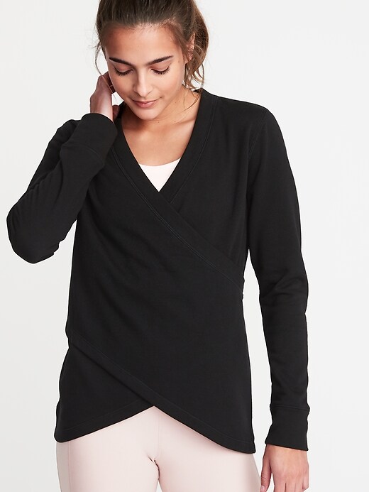 View large product image 1 of 1. Faux-Wrap French-Terry Sweatshirt for Women