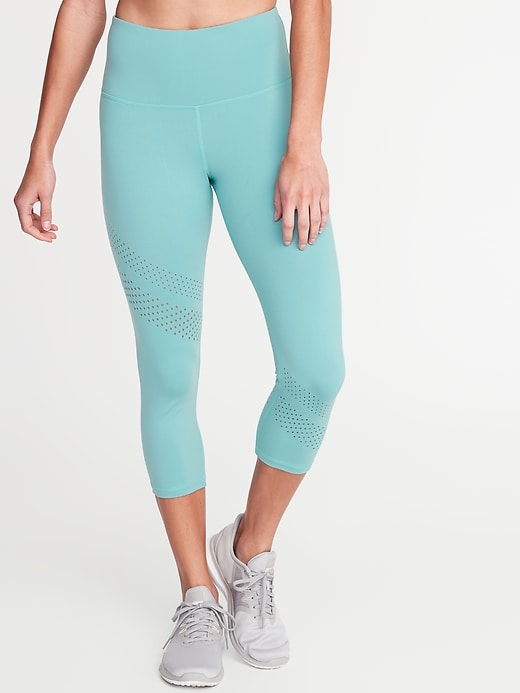 High-Waisted Elevate Laser-Cut Compression Crops For Women