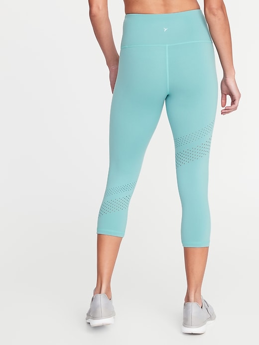 View large product image 2 of 2. High-Waisted Elevate Laser-Cut Compression Crops For Women