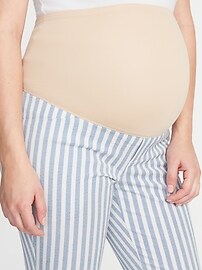 View large product image 3 of 3. Maternity Full-Panel Striped Pixie Pants