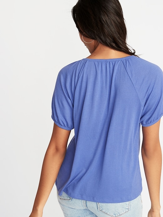 Image number 2 showing, Relaxed Split-Neck Textured Top for Women
