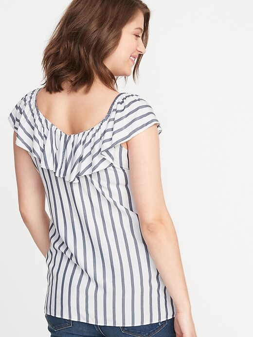 Image number 2 showing, Maternity Striped Ruffle V-Neck Blouse