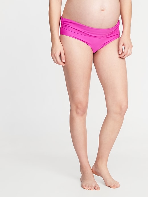 View large product image 1 of 1. Maternity Fold-Over Waist Swim Bottoms