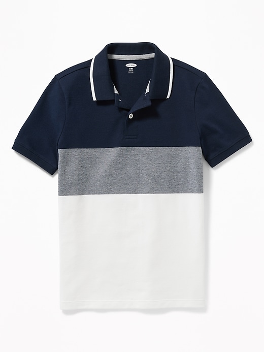 View large product image 1 of 3. Built-In Flex Color-Blocked Pique Polo for Boys