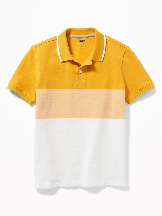 View large product image 1 of 1. Built-In Flex Color-Blocked Pique Polo for Boys