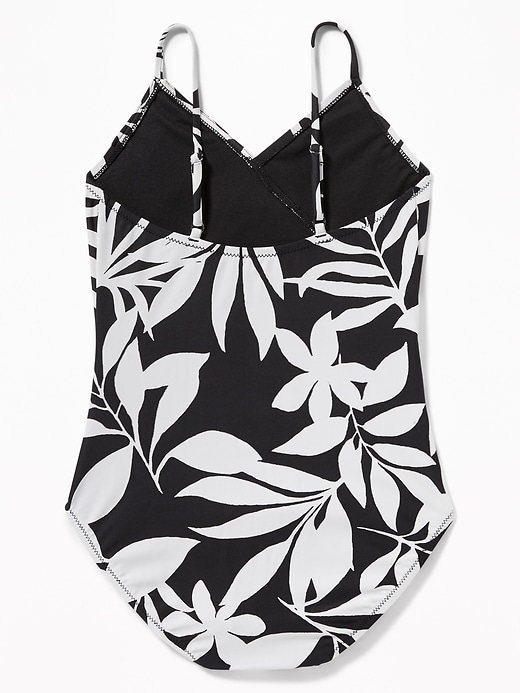 View large product image 2 of 2. Printed Asymmetrical-Ruffle Swimsuit for Girls
