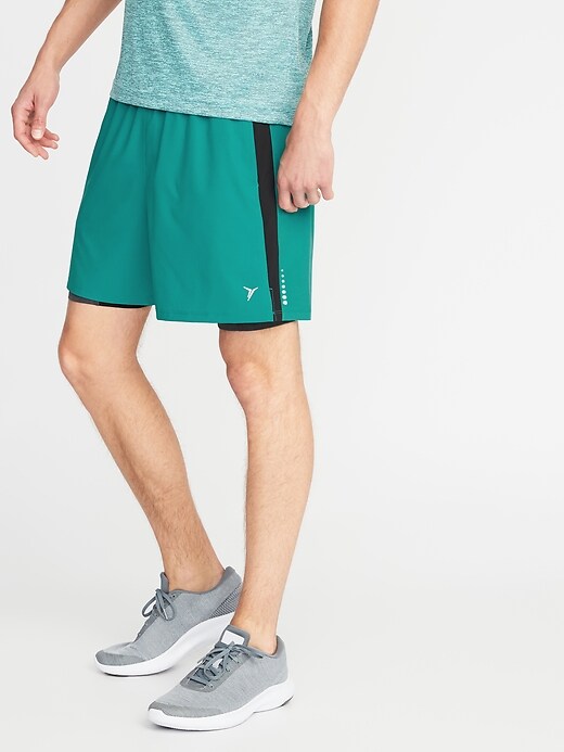 View large product image 1 of 1. 2-in-1 Go-Dry 4-Way Stretch Run Shorts - 7-inch inseam