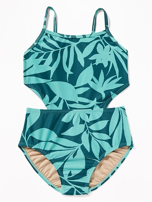 View large product image 1 of 1. Side-Cutout Swimsuit for Girls