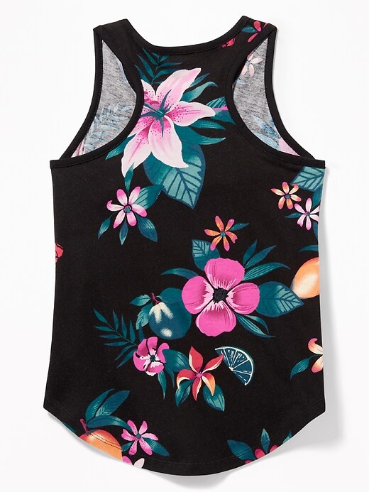 View large product image 2 of 2. Tropical-Print Softest Pocket Tank for Girls