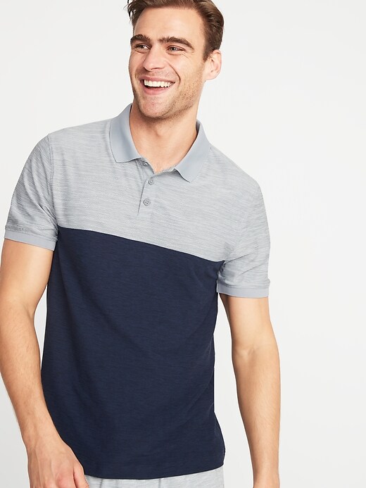 Image number 1 showing, Ultra-Soft Breathe ON Color-Blocked Mesh-Trim Polo