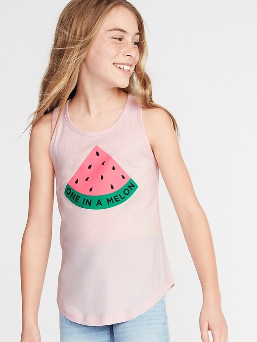 View large product image 1 of 1. Graphic Curved-Hem Tank for Girls