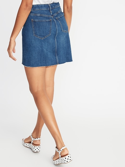 View large product image 2 of 2. High-Waisted Frayed-Hem Jean Skirt for Women