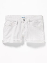 Cuffed Raw-Edge White Denim Shorts for Girls