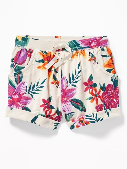 View large product image 1 of 1. Functional-Drawstring Jersey Shorts for Toddler Girls