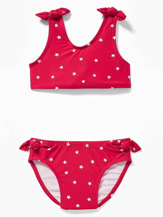 View large product image 1 of 2. Star-Print Knotted Bow-Tie Bikini Swim Set for Toddler Girls