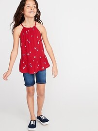 View large product image 3 of 3. Printed High-Neck Peplum-Hem Sleeveless Top For Girls