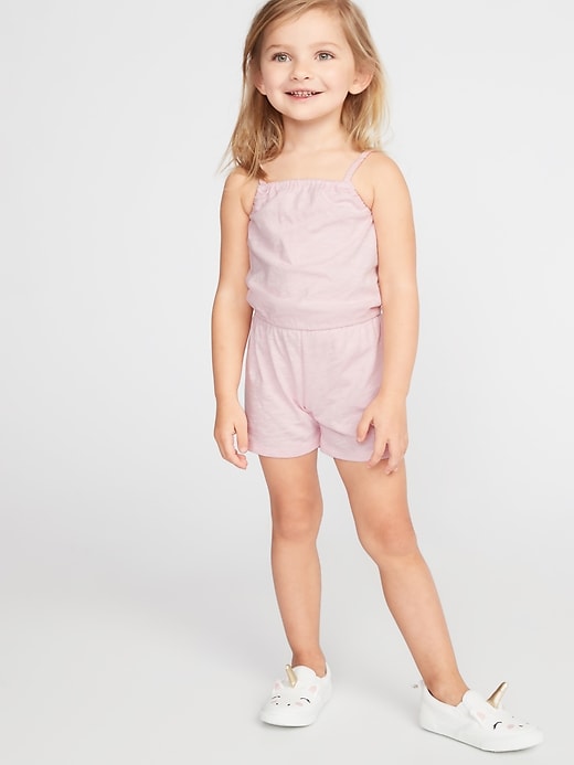 View large product image 1 of 1. Slub-Knit Jersey Romper for Toddler Girls