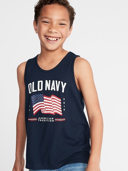 View large product image 2 of 2. 2019 Flag Graphic Tank For Boys