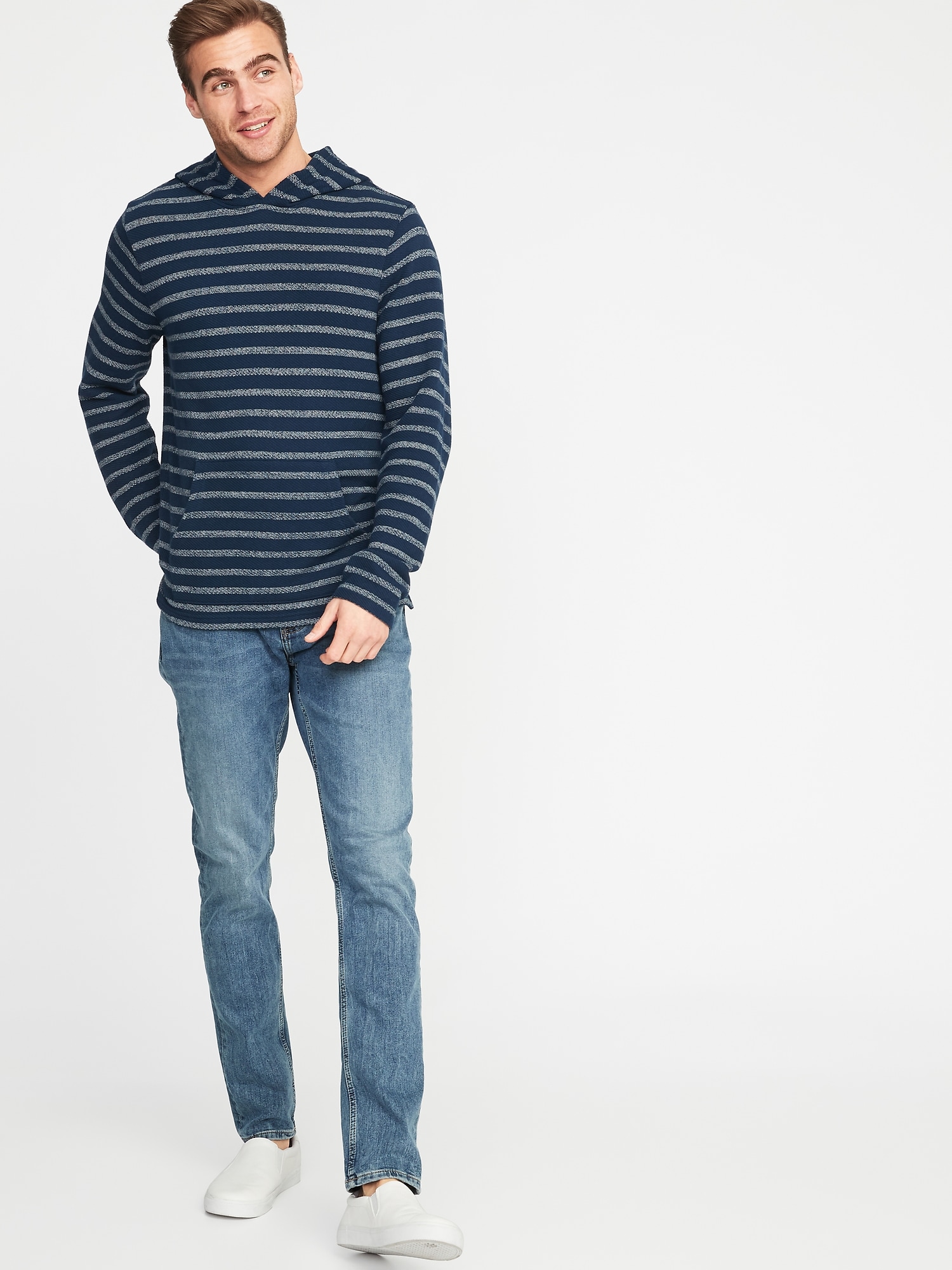 Striped Cali-Fleece Pullover Hoodie for Men | Old Navy