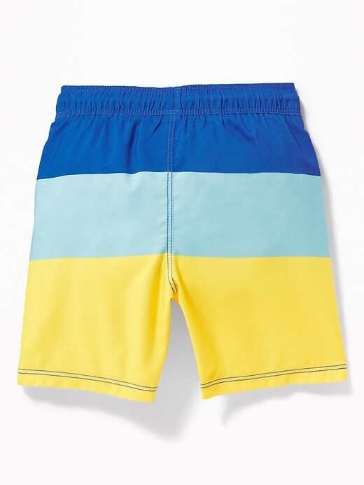 View large product image 2 of 2. Functional Drawstring Color-Blocked Swim Trunks for Toddler Boys