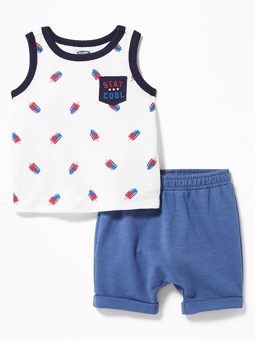 View large product image 1 of 1. Graphic Tank & French Terry Shorts Set for Baby