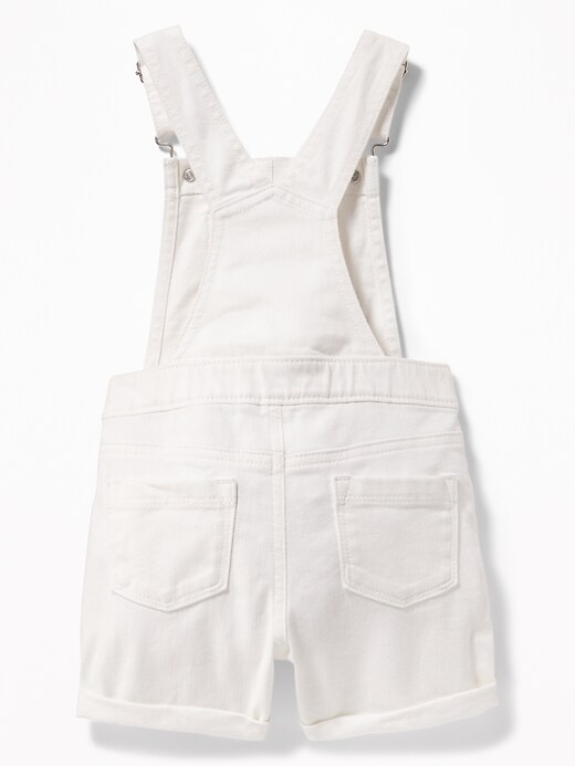 View large product image 2 of 3. White Jean Shortalls For Toddler Girls