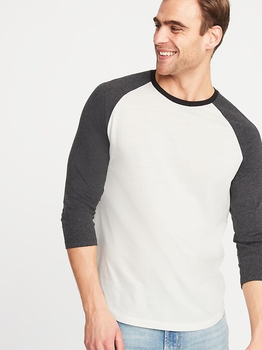 Image number 1 showing, Soft-Washed Color-Blocked 3/4-Sleeve Tee