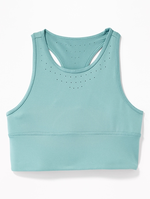 View large product image 1 of 2. Go-Dry Laser-Cut Long-Line Sports Bra for Girls