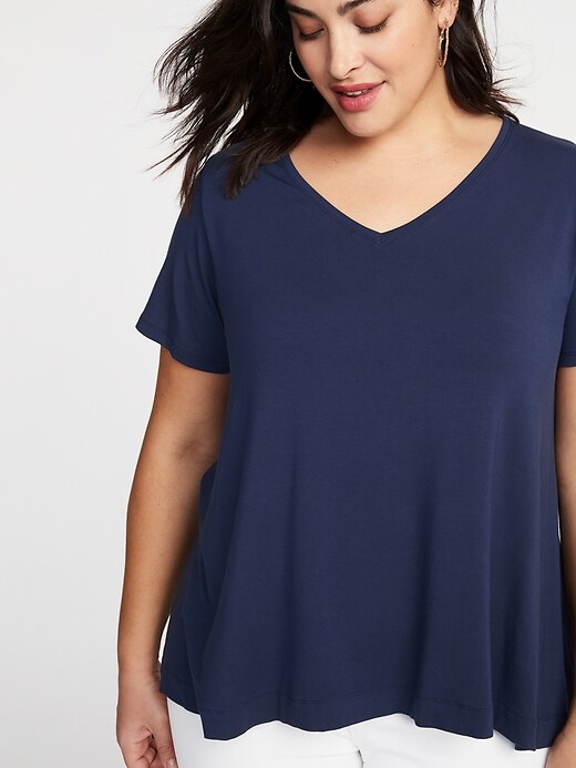 Image number 1 showing, Luxe V-Neck Plus-Size Swing Tee