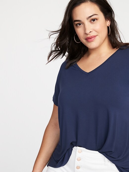 Image number 4 showing, Luxe V-Neck Plus-Size Swing Tee