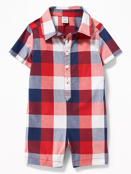 View large product image 1 of 2. Plaid Poplin Button-Front One-Piece for Baby