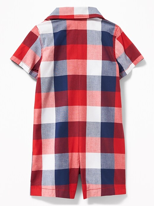 View large product image 2 of 2. Plaid Poplin Button-Front One-Piece for Baby