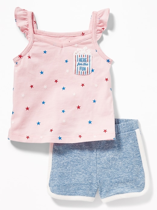 View large product image 1 of 1. Graphic Pocket Tank & Dolphin-Hem Shorts Set for Baby