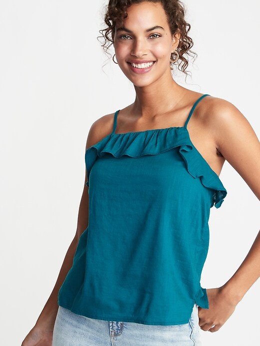 View large product image 1 of 1. Ruffle-Trim Square-Neck Cami for Women
