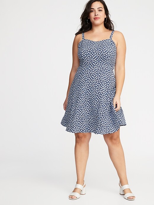 Printed Fit & Flare Plus-Size Cami Dress | Old Navy